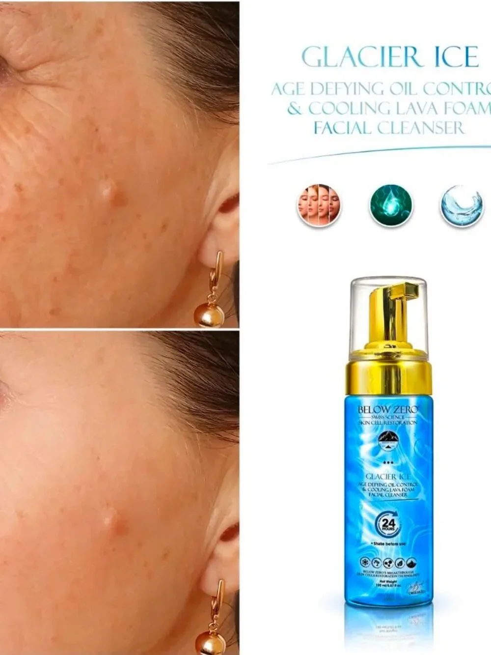 SEALED! BELOW ZERO GLACIER ICE AGE DEFYING CONTROL COOLING LAVA FOAM FACIAL